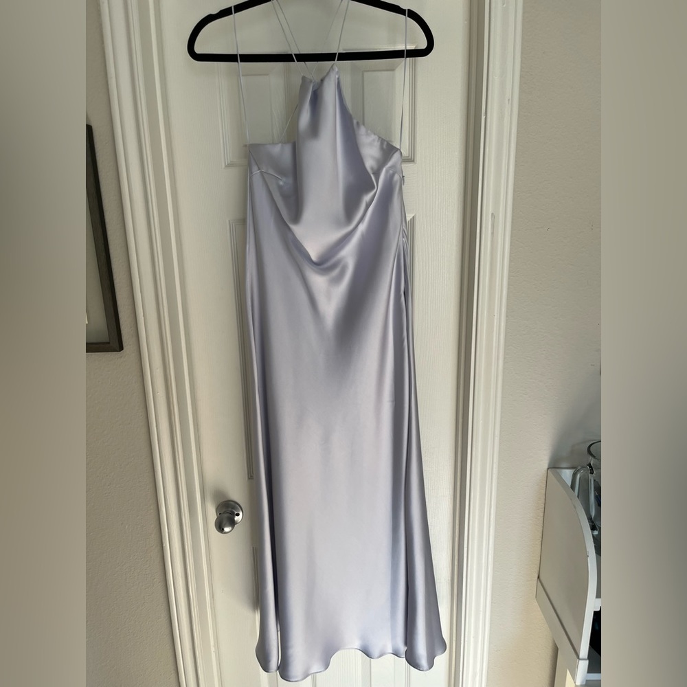 Zara Lavender Satin Dress w/ High Neck